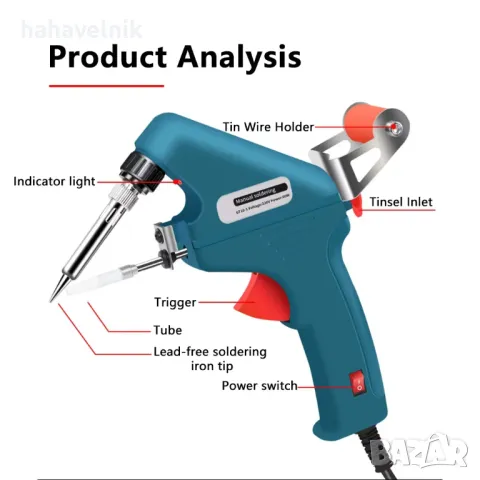 60W поялник с подаване на тинол, снимка 2 - Поялници и запояване - 50104180