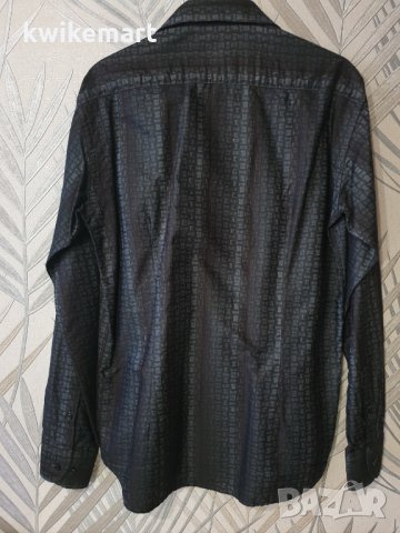 Мъжка елегантна риза Pierlucci Slim Fit M – черна с десен, снимка 2 - Ризи - 32582802