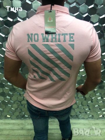 Тениска No White с яка, снимка 2 - Тениски - 28540935