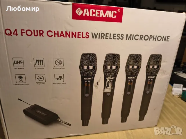 UHF безжична микрофонна система 4-канален безжичен микрофон с 4 ръчни динамични микрофона 

, снимка 10 - Микрофони - 49533997