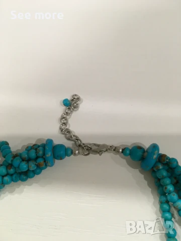 Ефектно колие в тюркоаз цвят, снимка 3 - Колиета, медальони, синджири - 50837900