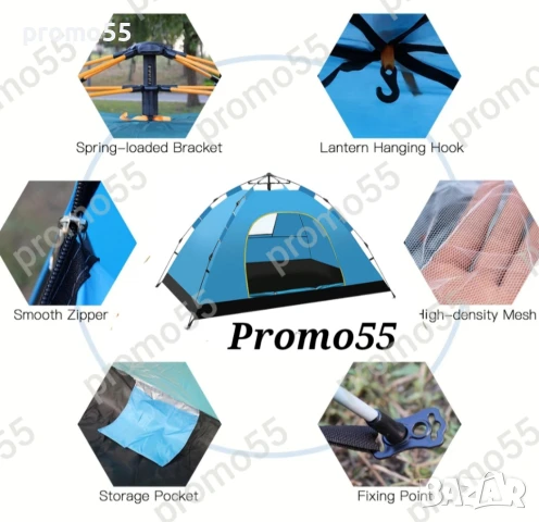 Автоматична палатка за къмпинг, палатка за 2-3 души 200х150х110см., снимка 10 - Палатки - 51390968