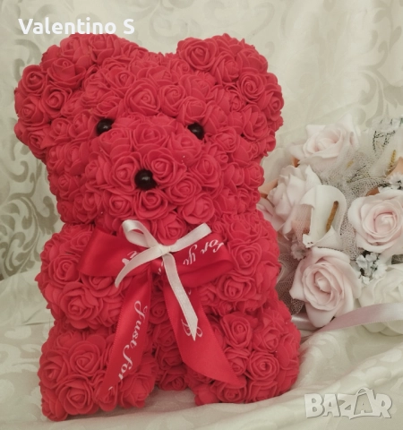 Мече от рози – Перфектният подарък за всеки повод! 🌹🧸, снимка 2 - Изкуствени цветя - 52564960