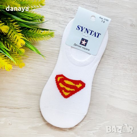 2182 Детски чорапи за момчета с емблеми Спайдърмен Супермен Батман, снимка 2 - Чорапи - 32993021