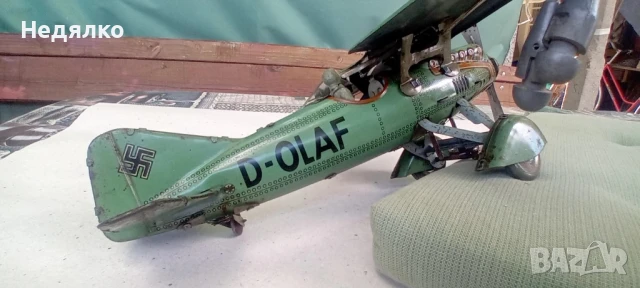 Немска ламаринена играчка,самолет,1930г.,Вермахт,оригинал , снимка 7 - Колекции - 50691479