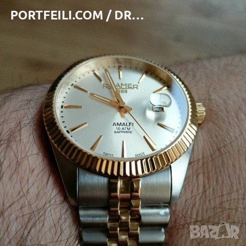 Швейцарски часовник Roamer, сапфир, 100м, гарант. произход, гаранция, снимка 9 - Мъжки - 53607705