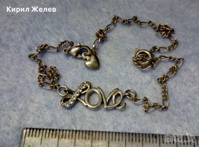 LOVE Стара РОМАНТИЧНА ПОСРЕБРЕНА ГРИВНА За ГЛЕЗЕН КАРТИЕ ПЛЕТКА от БЛАГОРОДНА СТОМАНА сЦИРКОНИ 26910, снимка 6 - Гривни - 50528694