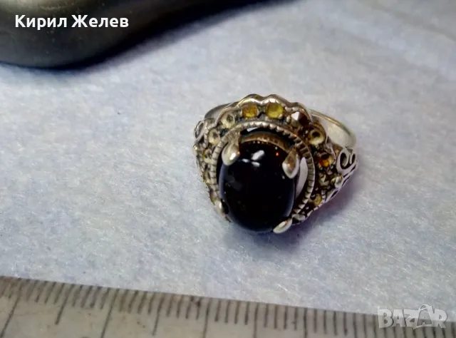 СКЪПОЦЕНЕН СРЕБЪРЕН ПРЪСТЕН СРЕБРО 925 КЛАСИЧЕСКА РЕТРО ОРНАМЕНТИКА с ШЛИФОВАН ЧЕРЕН ОНИКС 41115, снимка 11 - Пръстени - 49272784