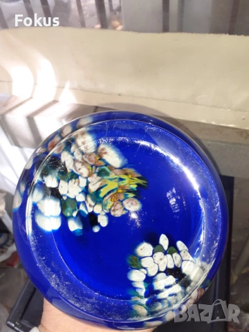 Невероятна голяма ваза Мурано стъкло кобалт, снимка 5 - Антикварни и старинни предмети - 53291713