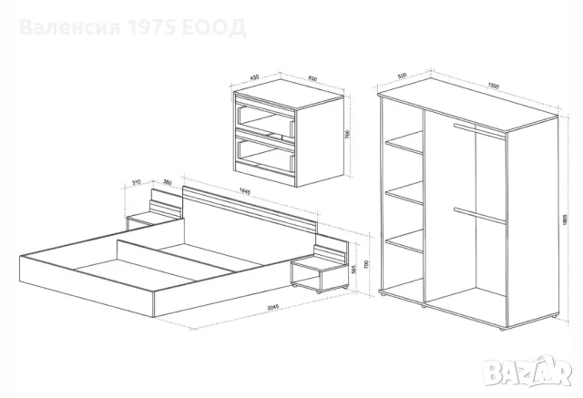 Спален комплект Рока, снимка 3 - Спални и легла - 48570596