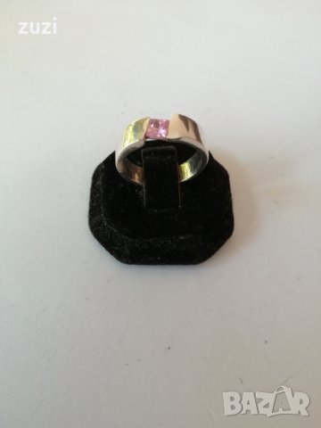 Сребърен изчистен пръстен с розов цирконий. Сребро проба 925. , снимка 4 - Пръстени - 38423133