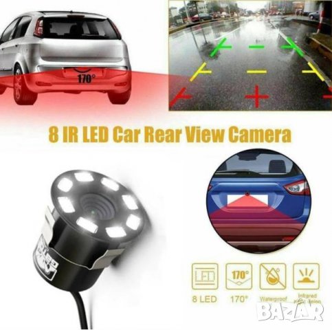 18.5мм 8 Led HD CCD Супер Мини Водонепромокаема Камера за Автомобил за Задно Нощно Виждане Паркиране, снимка 8 - Навигация за кола - 35268099