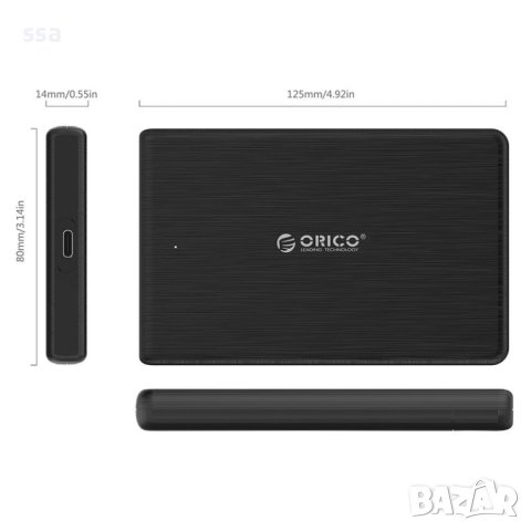 Orico външна кутия за диск Storage - Case - 2.5 inch TYPE C Black- 2189C3-BK, снимка 7 - Твърди дискове - 43482158