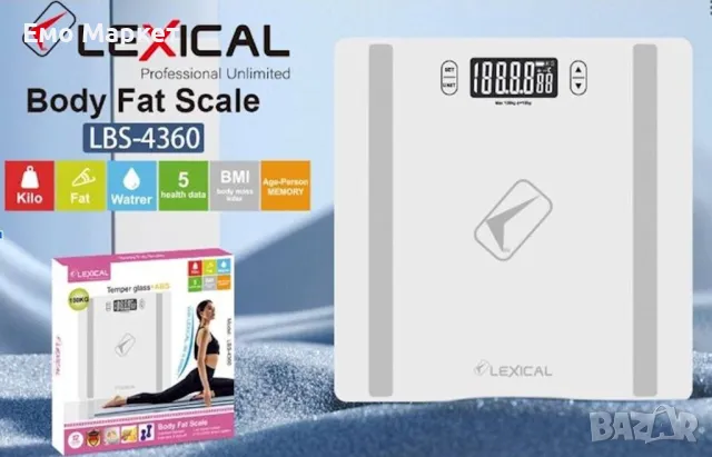 Електронен кантар с LSD дисплей и функция за памет до 10 човека Lexical LBS-4360, снимка 2 - Други стоки за дома - 49385296
