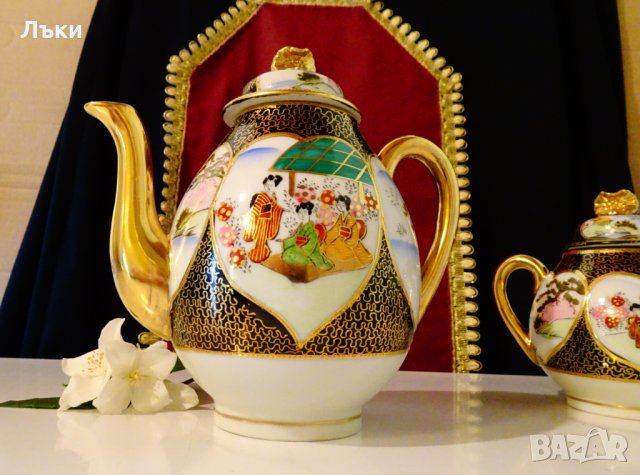 Кана японски порцелан Kutani,Meiji,злато 24k