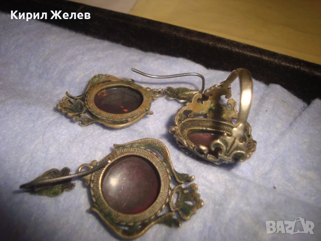 СТАРИННИ МЕЛХИОРЕНИ АР НУВО МАЙСТОРСКИ ПРЪСТЕН и ОБЕЦИ РЪЧНО РИСУВАНО Венецианско СТЪКЛО МУРАНО 7156, снимка 13 - Антикварни и старинни предмети - 37395604