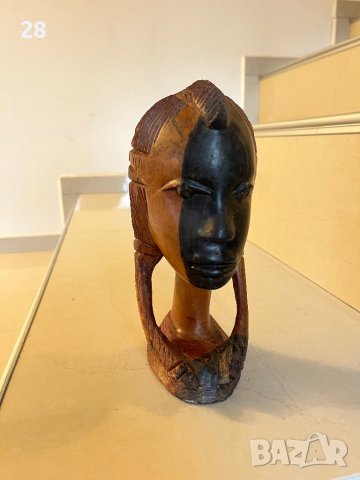 Бюст абанос Африканска глава, снимка 2 - Антикварни и старинни предмети - 43239274