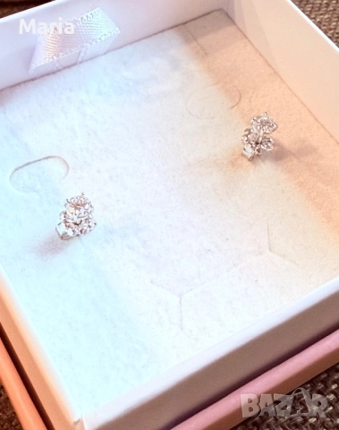 Дамски обеци бяло злато и диаманти, снимка 4 - Обеци - 52470803