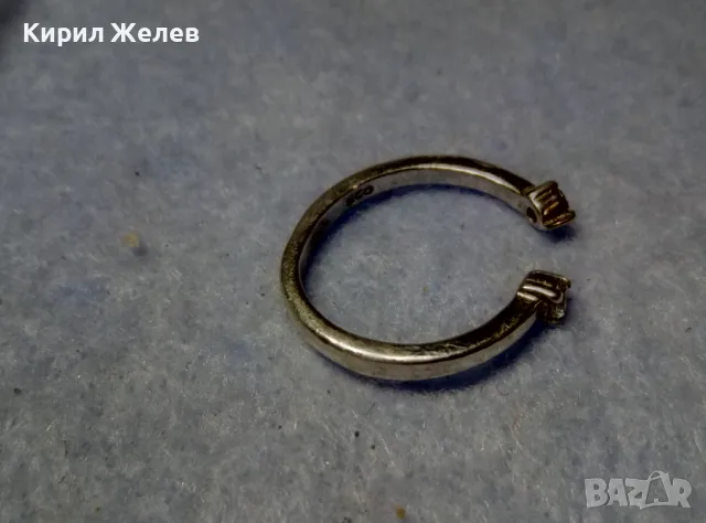 ФИНА СРЕБЪРНА ОБЕЦА Тип ПИЪРСИНГ СРЕБРО 925 с БЯЛА ПОЗЛАТА 48253, снимка 4 - Обеци - 49510746