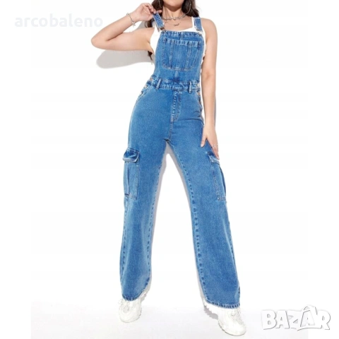 Моден дамски дънков гащеризон, снимка 3 - Гащеризони - 53301531