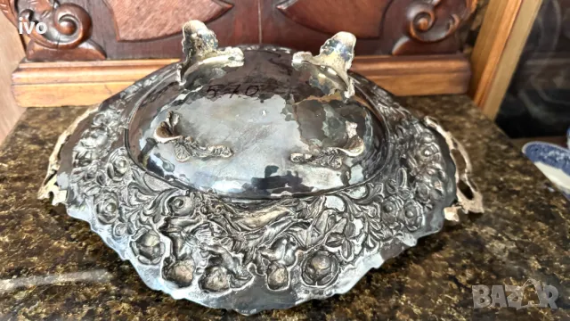 Антикварна сребърна купа, 570 грама проба 925, снимка 9 - Антикварни и старинни предмети - 50114130