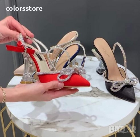 Сандали на ток - черен сатен - BY22-1