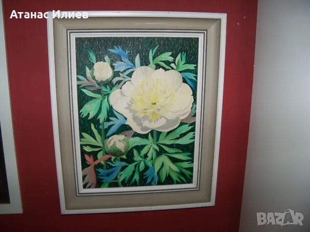 Красива маслена картина Божур, снимка 4 - Картини - 48827206