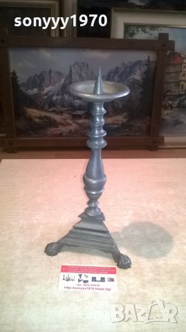 красив и стилен сив свещник-внос холандия-32х15см, снимка 3 - Колекции - 27902670