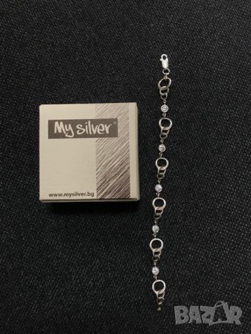 Сребърна гривна с бял циркон от "My Silver", снимка 8 - Гривни - 36703242