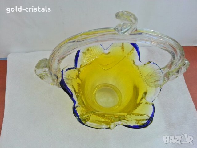 Стъклена купа кошничка , снимка 3 - Антикварни и старинни предмети - 26637568
