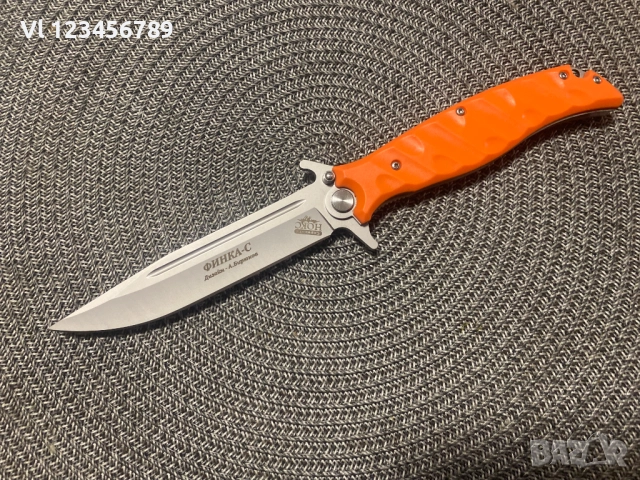 Руски сгъваем нож НОКС Финка-С, дизайн А.Бирюков -ЗЕЛЕН, снимка 8 - Ножове - 52446871