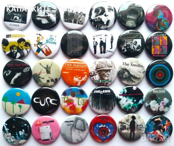 Значки на The Cure, Joy Division, The Smiths, New Order