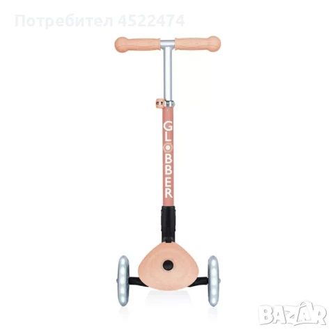 Сгъваема еко тротинетка с 3 колела GLOBBER JUNIOR FOLDABLE LIGHTS ECOLOGIC – цвят праскова, снимка 2 - Скутери и тротинетки - 51256563