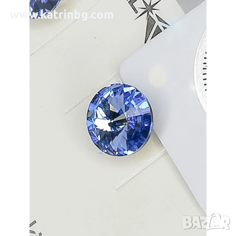 Обеци на винт с кристали SWAROVSKI RIVOLI 9 мм Aquamarine-светло син, снимка 2 - Обеци - 51657830