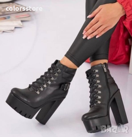 Боти на ток - черна кожа с черно ходило - BT14, снимка 2 - Дамски боти - 31946197