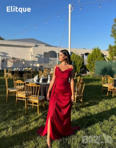 ⭐️Дълги сатенени рокли с цепка, снимка 3 - Рокли - 53195506