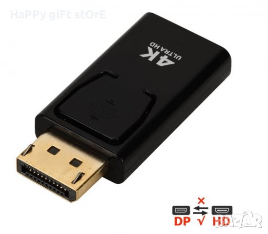 Преходник DisplayPort - DP to HDMI 4K ultra HD, снимка 4 - Кабели и адаптери - 40202908