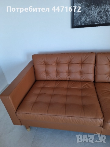 Като нов - Кожен диван IKEA LANDSKRONA, снимка 5 - Дивани и мека мебел - 52863862