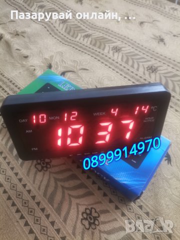 Дигитален LED настолен часовник с аларма и температура, снимка 3 - Друга електроника - 43225151
