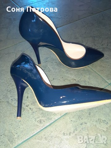 Дамски тъмно сини обувки на висок ток, снимка 2 - Дамски елегантни обувки - 28263436