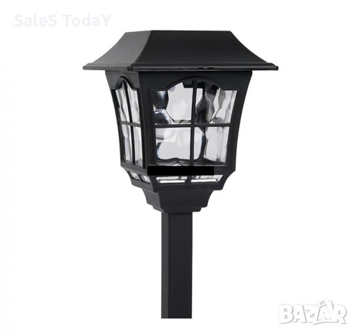Стъклен фенер, соларна лампа, без кабел, Черен 32 см