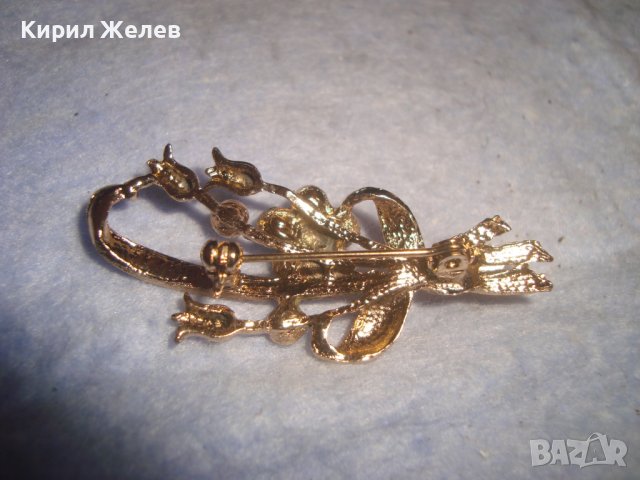 ФИНА КРАСИВА ФЛОРАЛНА ПОЗЛАТЕНА МЕДНА БЕЛ ЕПОК БРОШКА с ФАСЕТИРАНИ ЦИРКОНИ 27899, снимка 5 - Други - 37096928