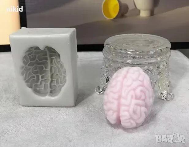 3D Мозък силиконов молд форма фондан шоколад гипс сапун свещ декор