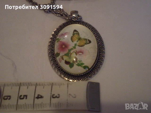 медальон винтидж стил пеперуда и цветя, снимка 4 - Антикварни и старинни предмети - 38849959