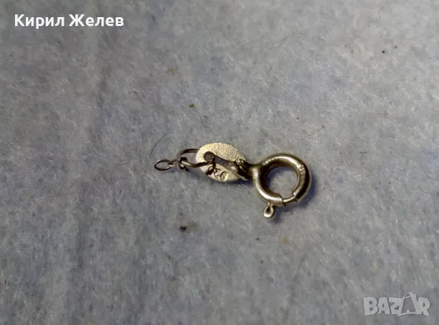 СТАРА СРЕБЪРНА ЗАКОПЧАЛКА СРЕБРО 925 с БЯЛА ПОЗЛАТА КАРАБИНКА За ГРИВНА КОЛИЕ ВЕРИЖКА 49908