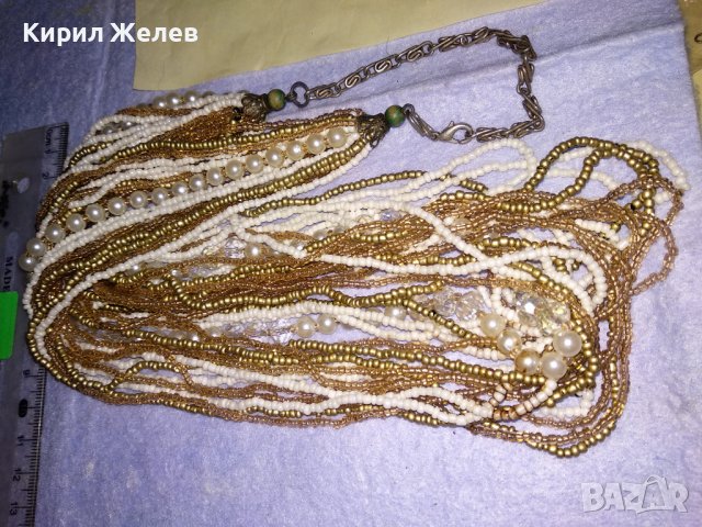 ВЕЛИКОЛЕПНА МЪНИСТЕНА ОГЪРЛИЦА ХИЛЯДИ РЪЧНО НИЗАНИ ЗВЕНА МЪНИСТА РЕТРО НАКИТ БИЖУ 34663, снимка 6 - Колиета, медальони, синджири - 39190546