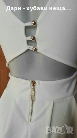 Бяла френска рокля, със златисти акценти🍀❤S,S/M❤🍀арт.4374, снимка 4 - Рокли - 37260519