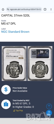 20лв 1979 София NGC PF 67 Top-pop!! 