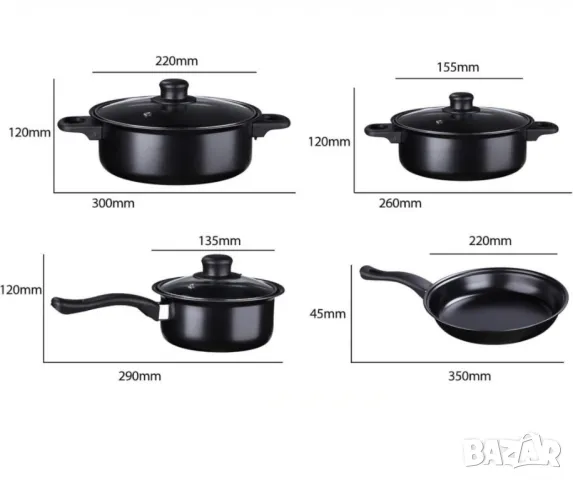 Комплект съдове за готвене ,незалепващо покритие, снимка 6 - Съдове за готвене - 48165037