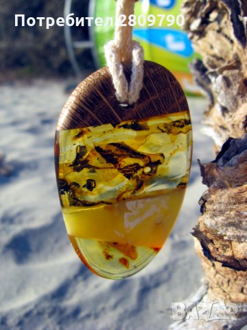 Приказна висулка от естествен балтийски кехлибар / Fabulous Pendant made of Natural Baltic Amber, снимка 9 - Колиета, медальони, синджири - 33332781